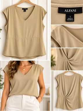 Tan, Alfani, L, sleeveless blouse in perfect condition. Smoke-free home.
